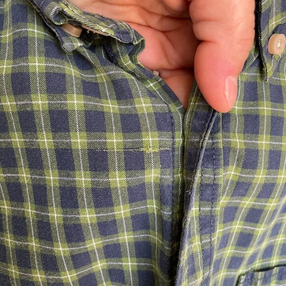 COLIN's Plaid Green Blue Button Up Shirt Regular Fit 100% Cotton Men's XL, Flaw - Picture 4 of 14